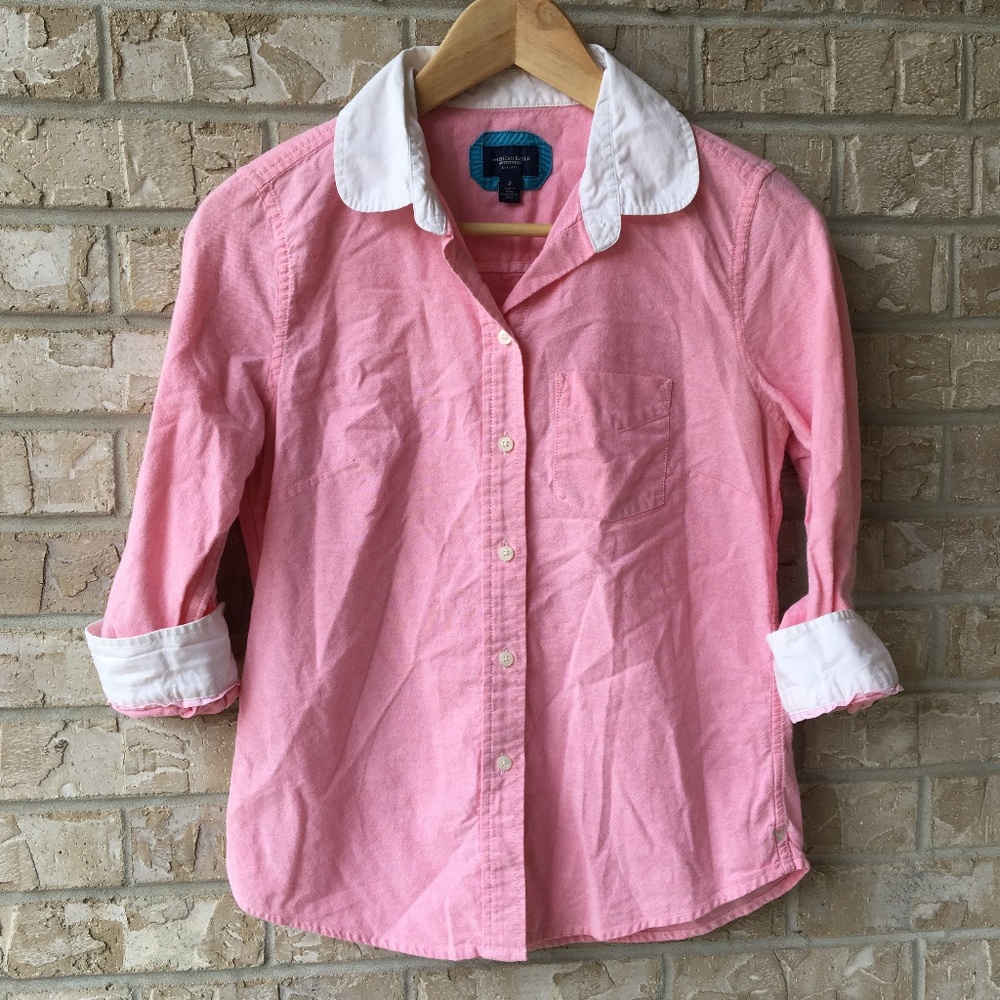 American Eagle Classic Button Down Shirt Cuffed 4 - image 1